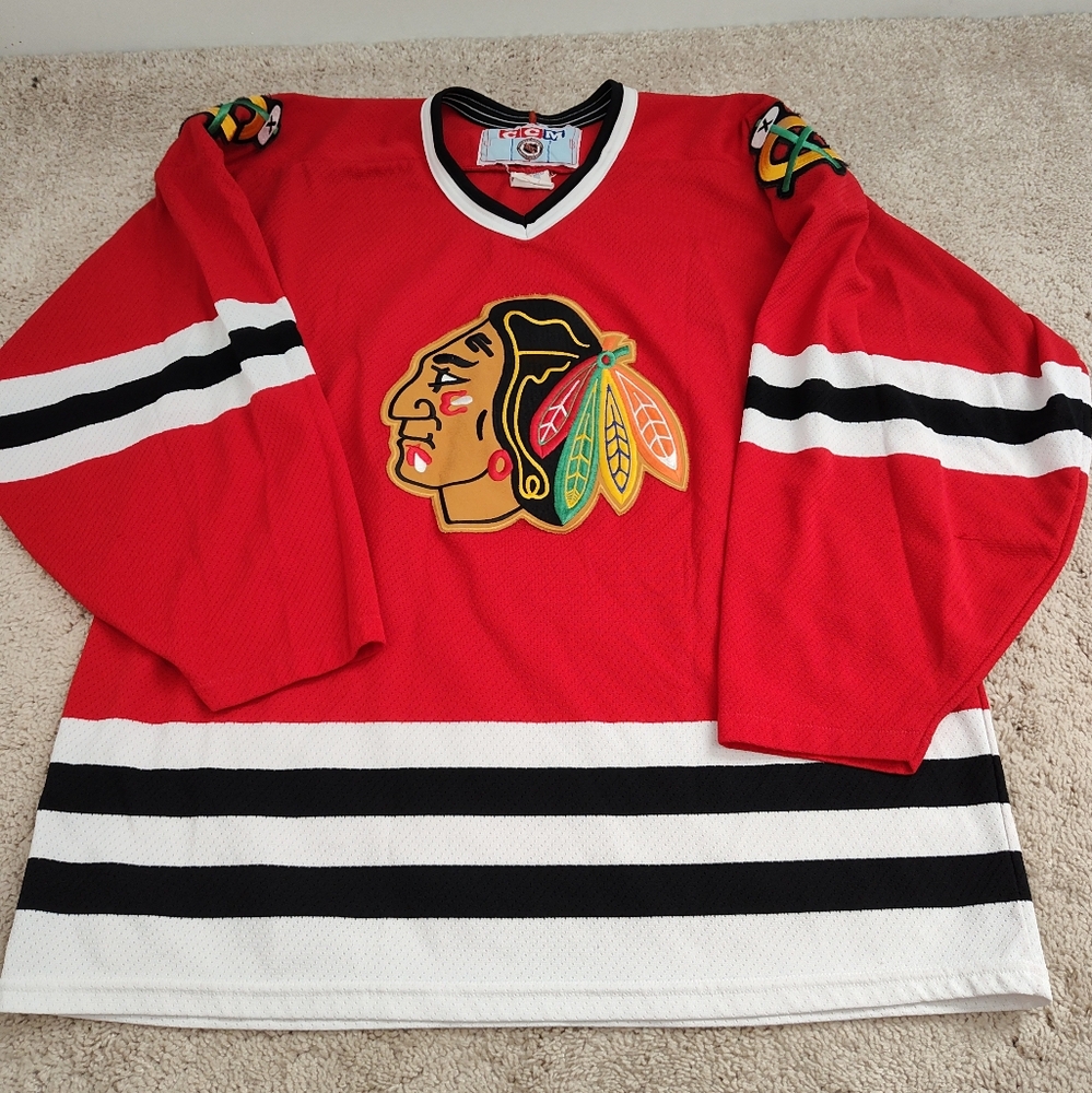 Vintage 80's/90's CCM NHL Chicago Blackhawks V-Neck Pullover Jersey, Excellent